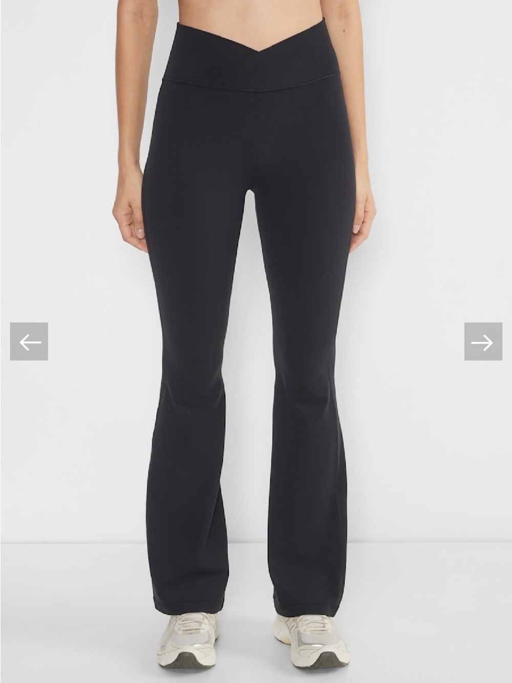 Aritzia Golden Butter Black Crossover High-Rise V-Waist Flare Leggings